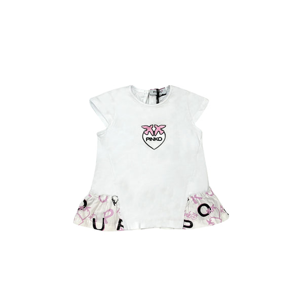 Girl White and Black Cotton Short Set