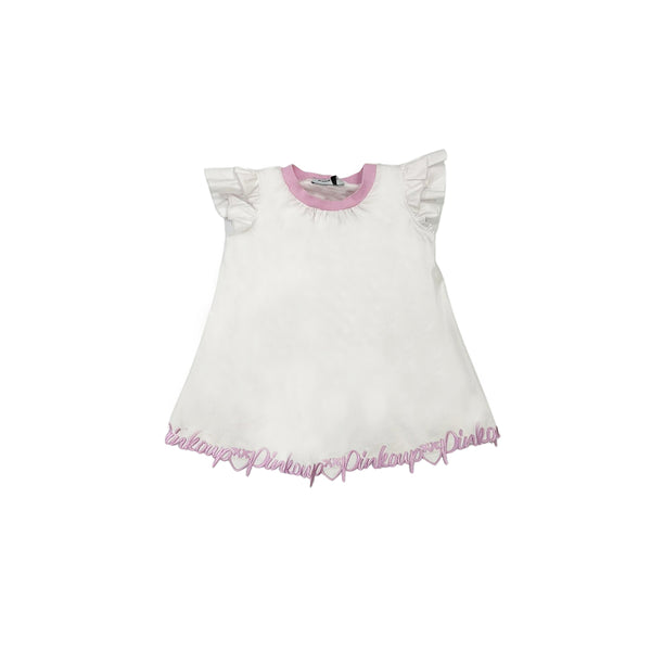 Girl White Cotton Half Sleeve Dress