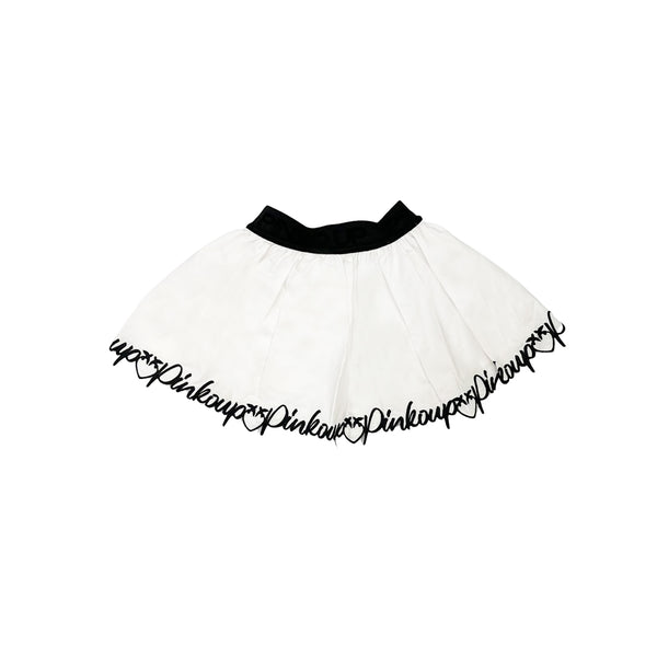 Girl White Cotton Logo Skirt