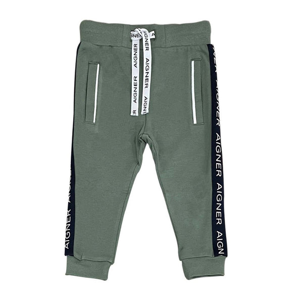 Baby Boys Green Cotton Logo Joggers