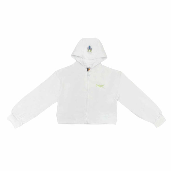 Girl White Full Sleeve Hoodie Jacket