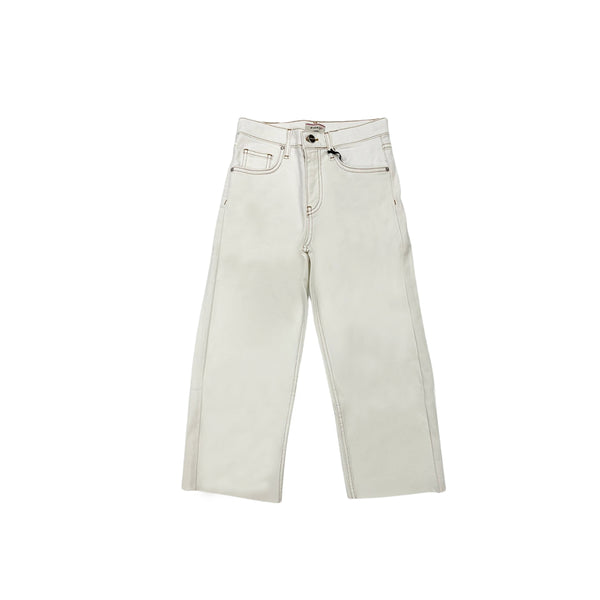 Girl White Cotton Logo Denim Jeans