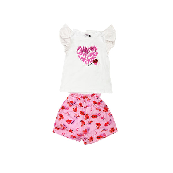 Girl Cream Cotton Short Set