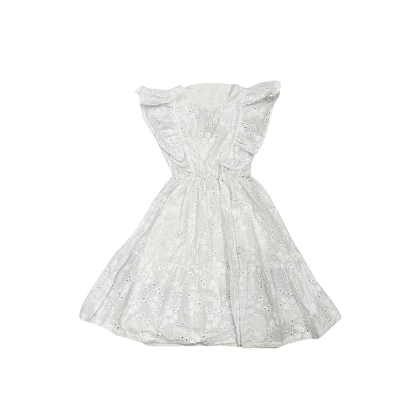 Girl White Cotton Half Sleeve Dress