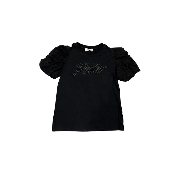 Girl Black Cotton T-Shirt