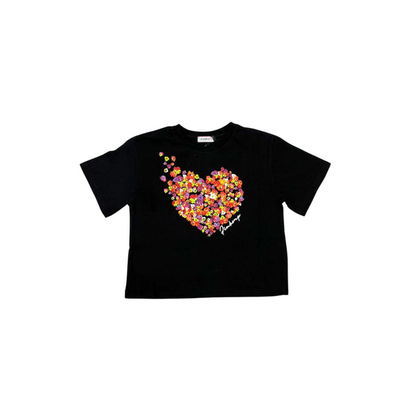Girl Black Cotton T-Shirt