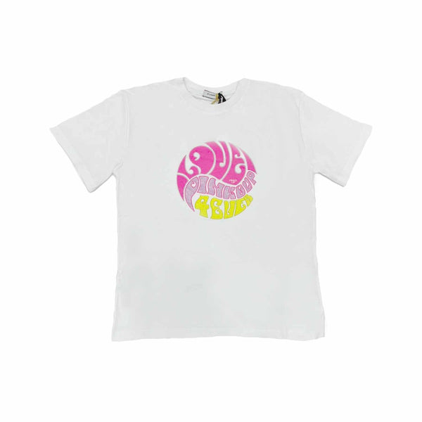 Girls White Cotton Logo T-Shirt