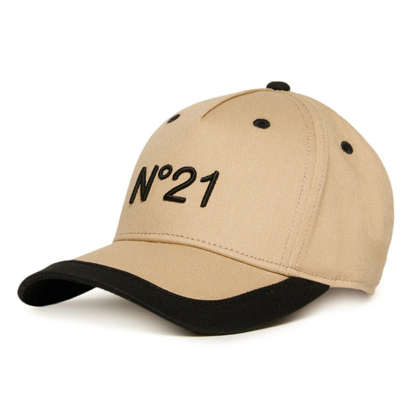 Unisex Beige Embroidered-Logo Baseball Cap