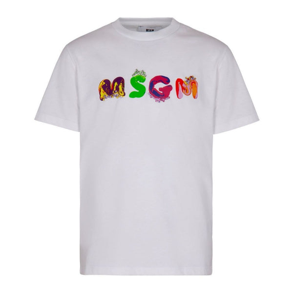 Girls White Cotton Jewel T-Shirt