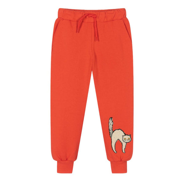 Kids Red Cat Organic Cotton Joggers