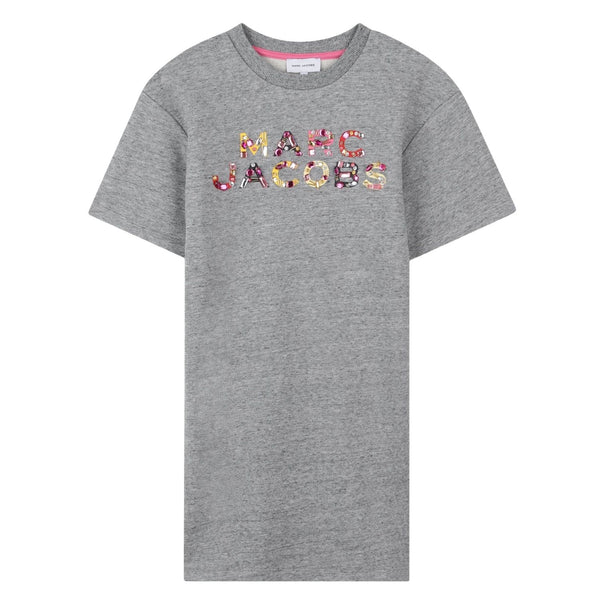 Girls Grey Floral Logo-Print Dess