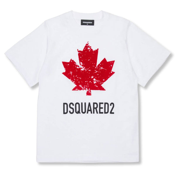 Unisex White Leaf Logo-Patch T-Shirts