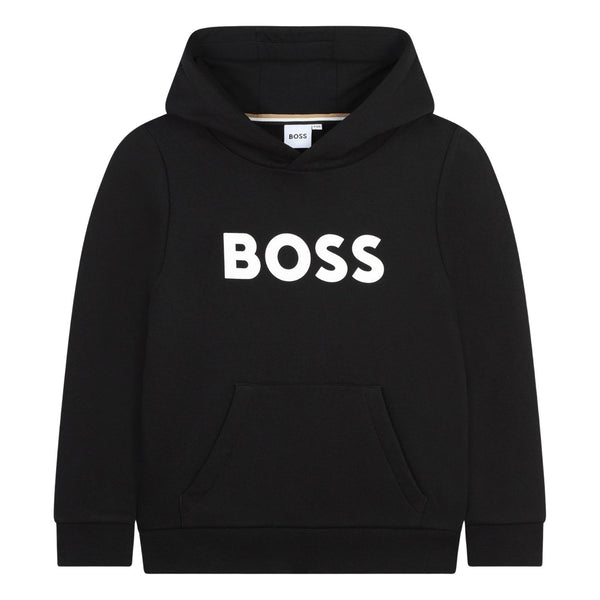 Boys Black Logo-Print Hoodie