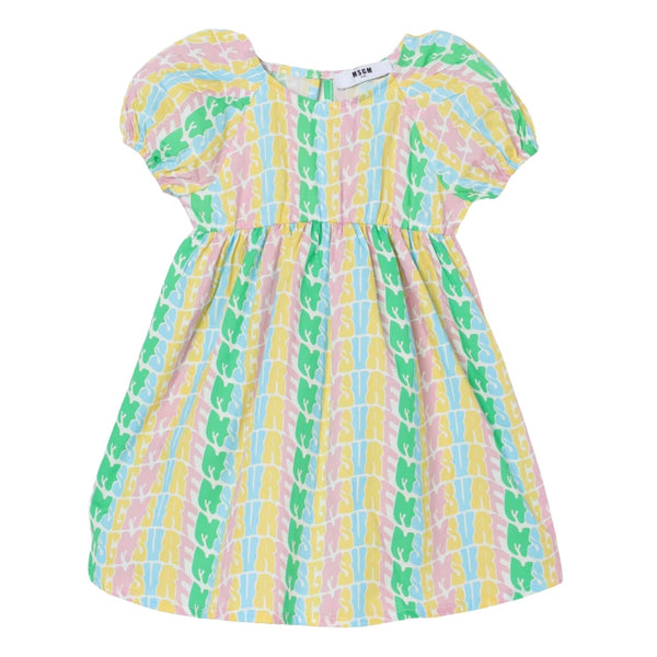 Baby Girls Multi-Colour All-over Logo Print Dress