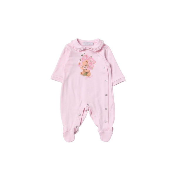 Baby Girls Pink Teddy Print Romper