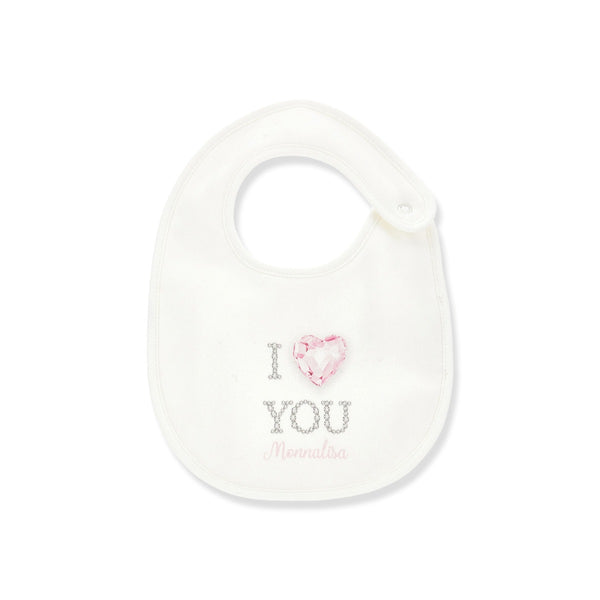 Baby Girls White I Love You Printed Bib