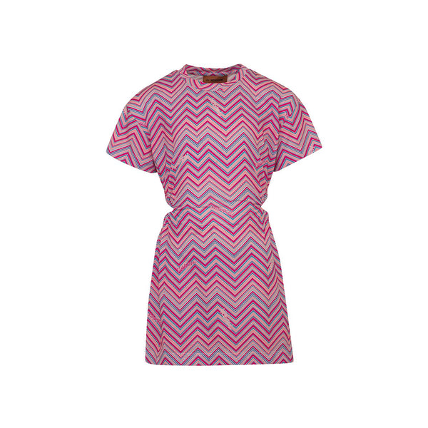 Girls Pink Chevron-Print Cotton Dress