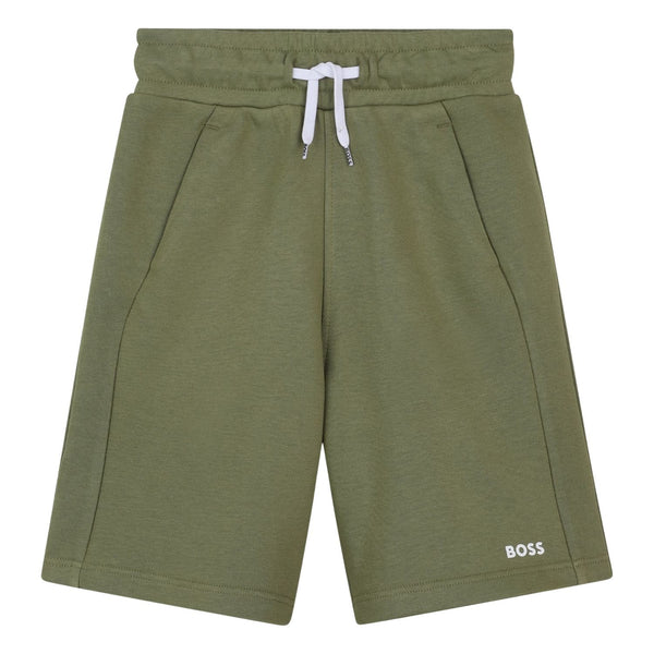 Boys Green Logo-Print Cotton Shorts