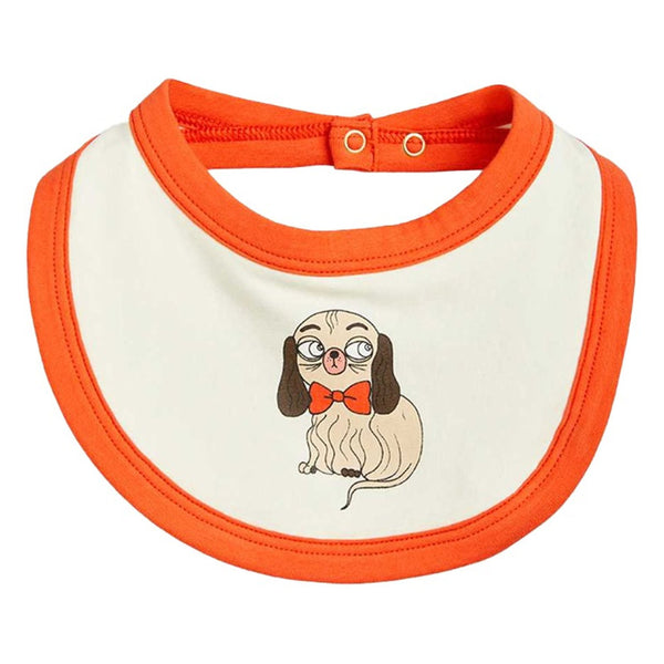 Baby Girls White & Orange Minibabies Print Bib