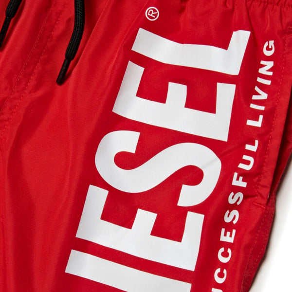 Boys Red Logo-Print Swim Shorts