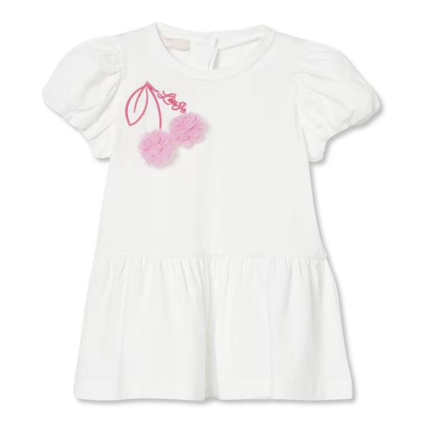 Baby Girls White Embroidered-Logo Dress