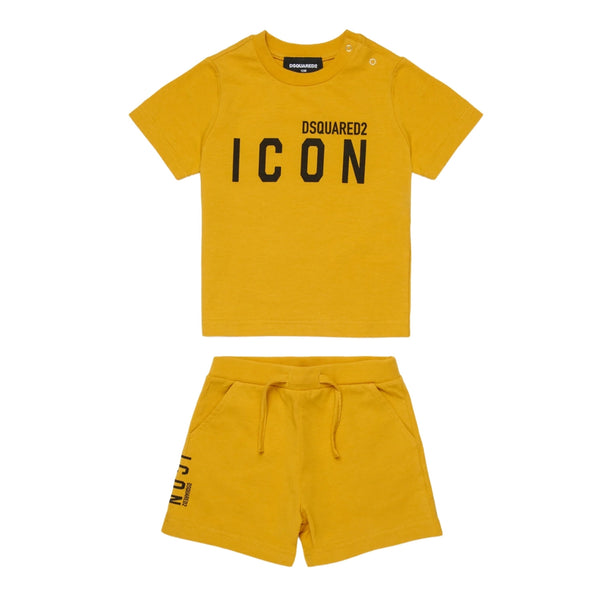 Baby Unisex Yellow Logo-Print Shorts Set