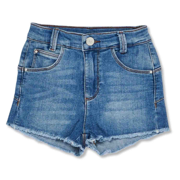 Girls Denim Blue Cotton Shorts