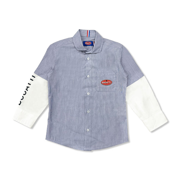 Boys Blue Logo-Patch Full Sleeves Shirt