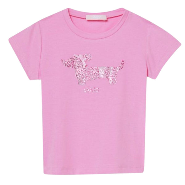 Girls Pink Glitter Detail T-Shirt