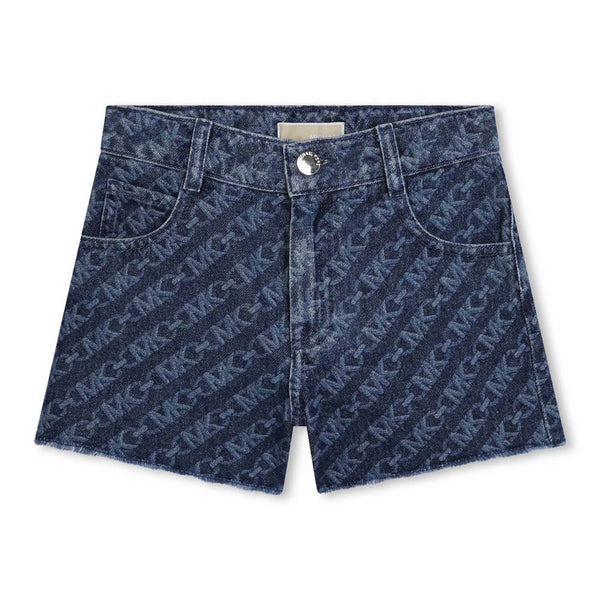 Girls Denim Blue Logo-Print Denim Shorts