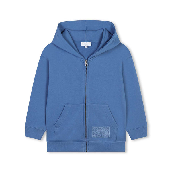 Unisex Blue Cotton Jersey Zip-Up Hoodie