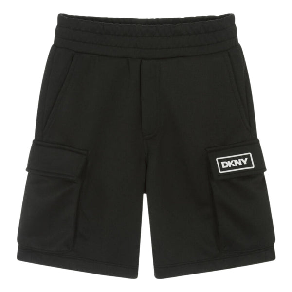 Boys Black Pique Logo-Patch Shorts