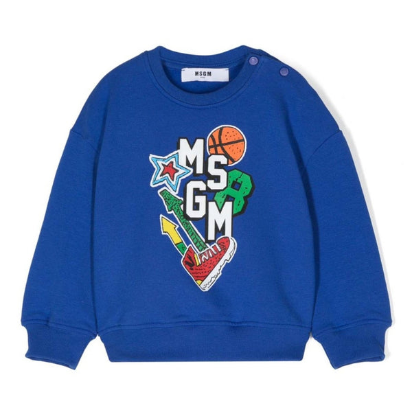 Baby Boys Blue Cotton Varsity Sweatshirt