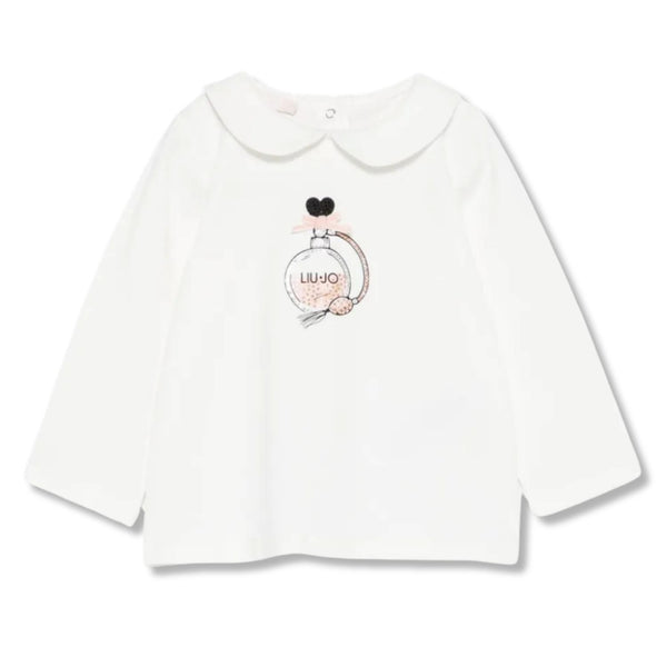Baby Girls White Perfume-Print T-Shirt