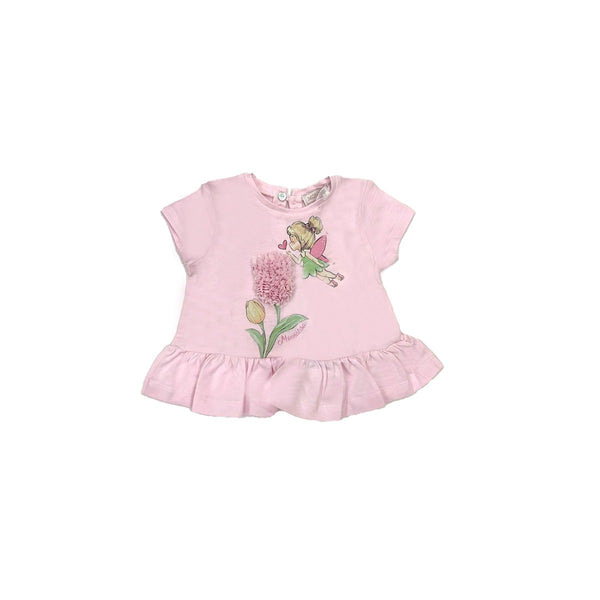 Girls Pink Fairy Print Peplum T-Shirt