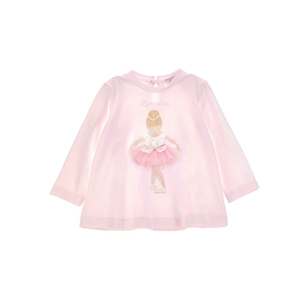 Girls Pink Cotton Ballerina T-shirt