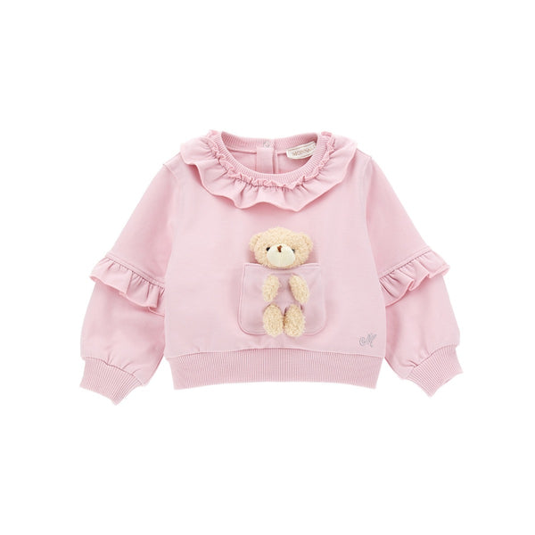 Girls Pink Cotton Teddy Bear Sweatshirt