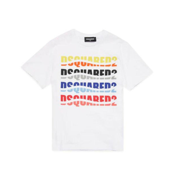 Kids White Logo Print T-Shirt