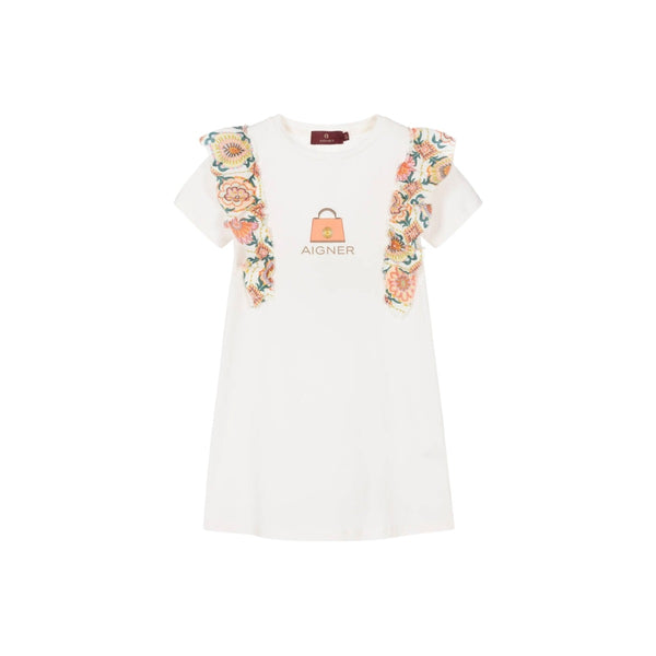 Girls Ivory Ruffle Cotton Dress