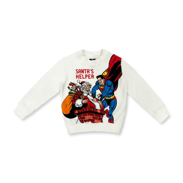 Boys White Superman Print Sweatshirt