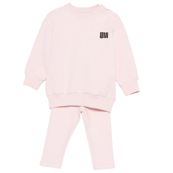 Baby Girls Pink Logo-Print Tracksuit