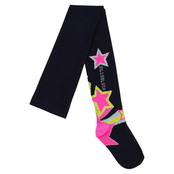 Girls Blue With Pink Shooting Stars Tights