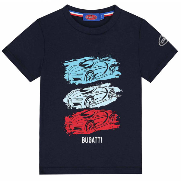 Boys Navy Blue Bugatti Car-Print T-Shirt