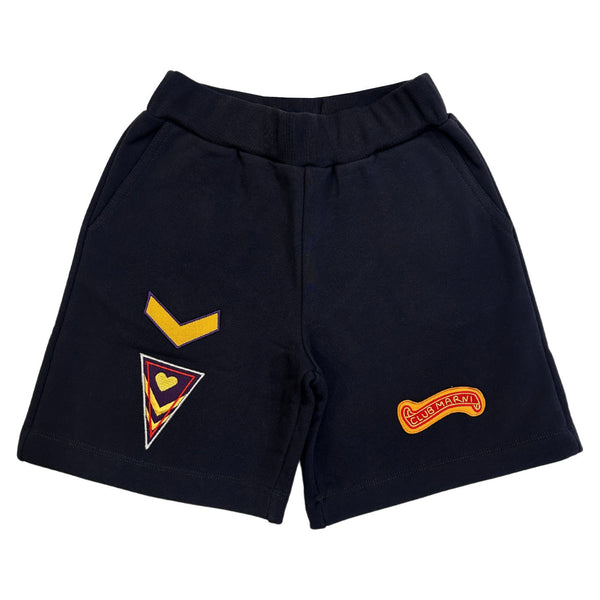 Boys Black Patch-Details Shorts
