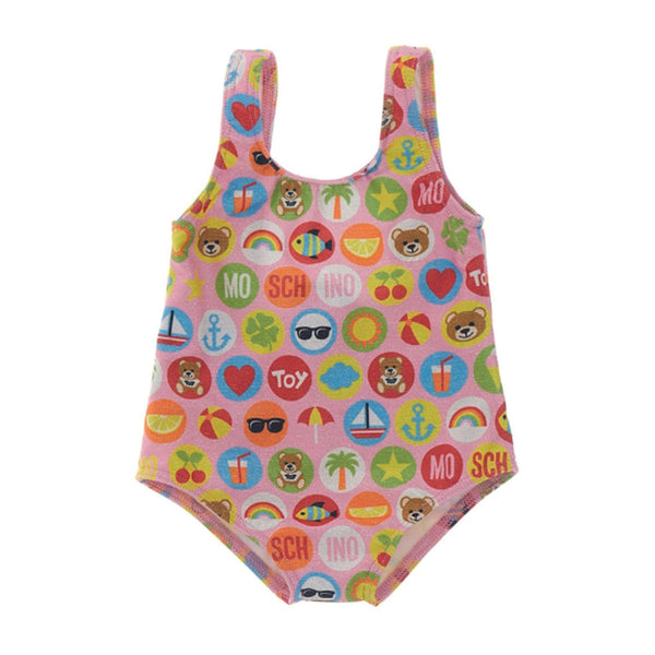 Girls Graphic Print U Neck Swimsuit