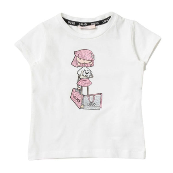 Girls White Cotton T-Shirt