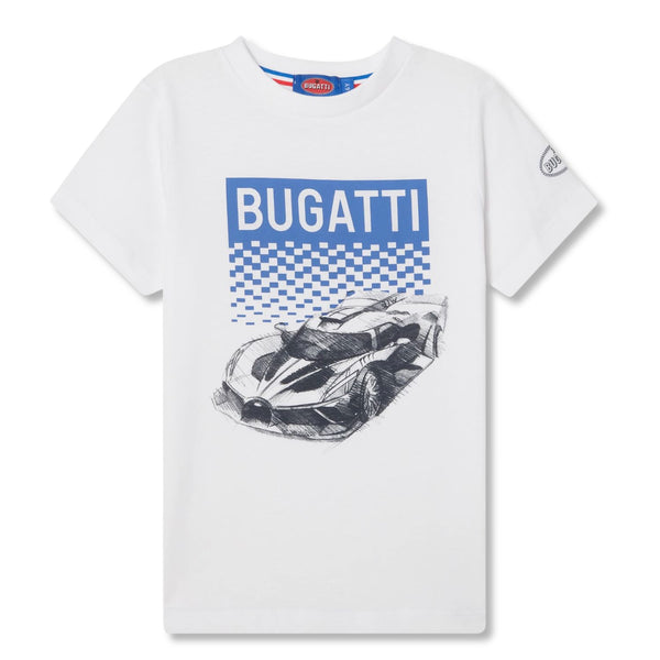 Boys White Sports Car-Print T-Shirt