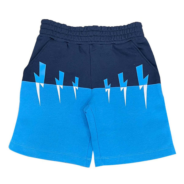 Boys Two-Tone Color Block Lightning Bolt Shorts