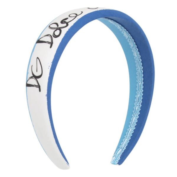 Girls Blue & White Script Logo Hairband