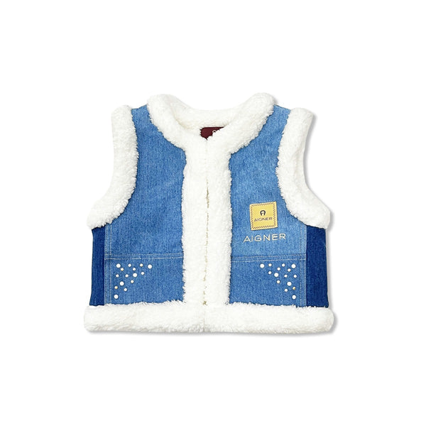 Baby Girls Denim Puffer Waistcoat